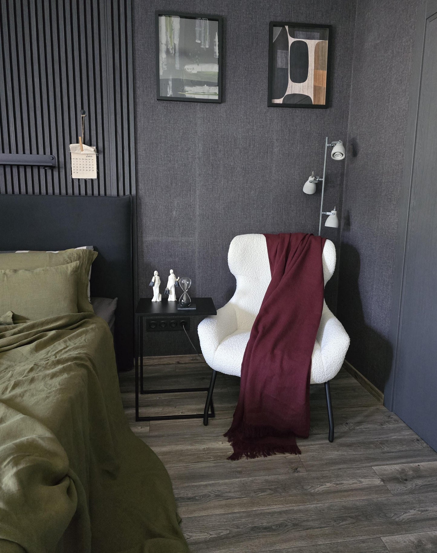 Burgundy Linen Throw Blanket, Heavyweight Softened Linen
