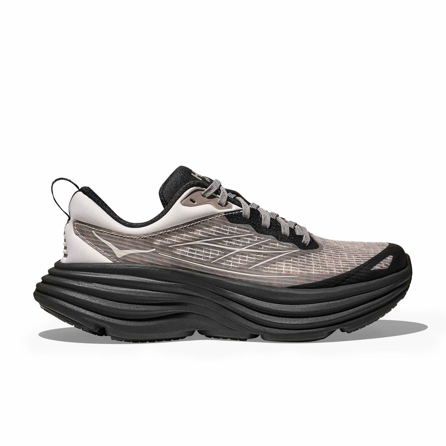 Hoka Men's Bondi 8 TS Caged (Grout/Carbon Black)
