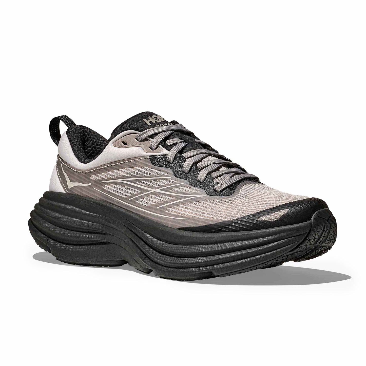 Hoka Men's Bondi 8 TS Caged (Grout/Carbon Black)