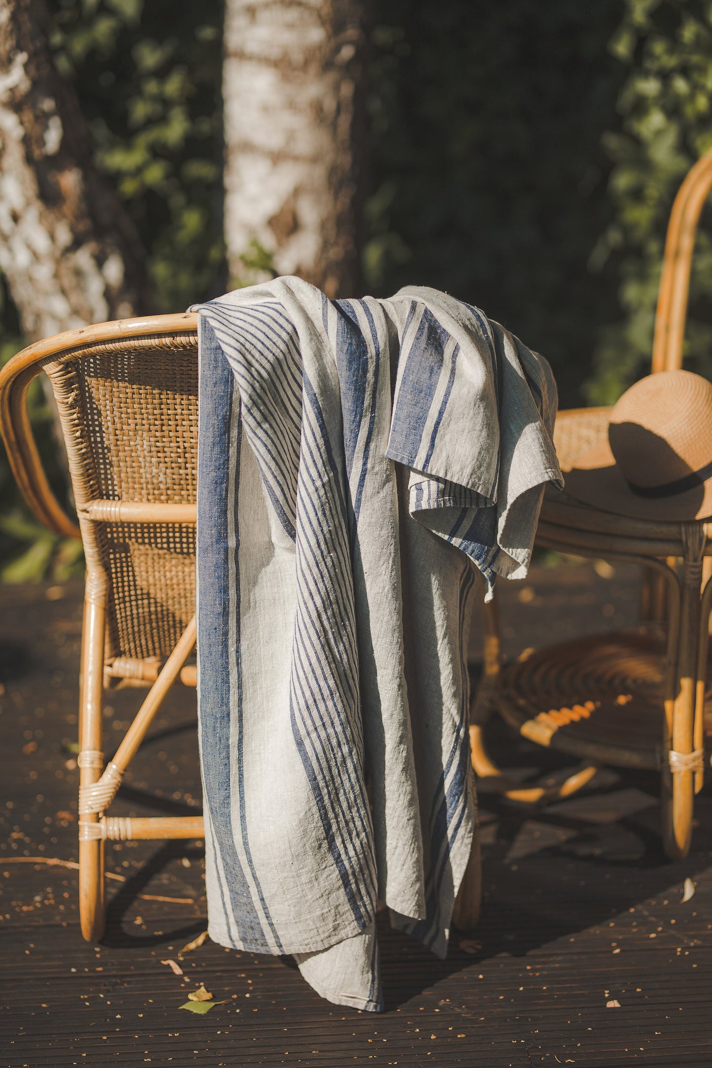 Linen beach towel, French style linen blanket, Summer blanket, Linen beach towel, Natural linen picnic blanket, Striped linen blanket.