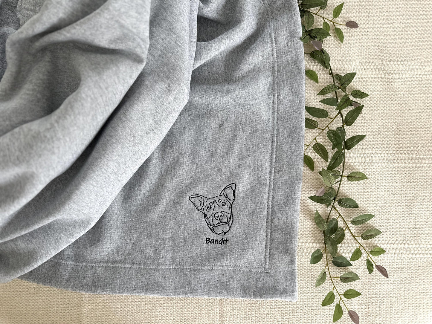 Personalized Embroidered Throw Blanket, Custom Pet Throw Blanket, Customized Dog Embroidered Blanket, Pet Keepsake, Custom Pet Portrait