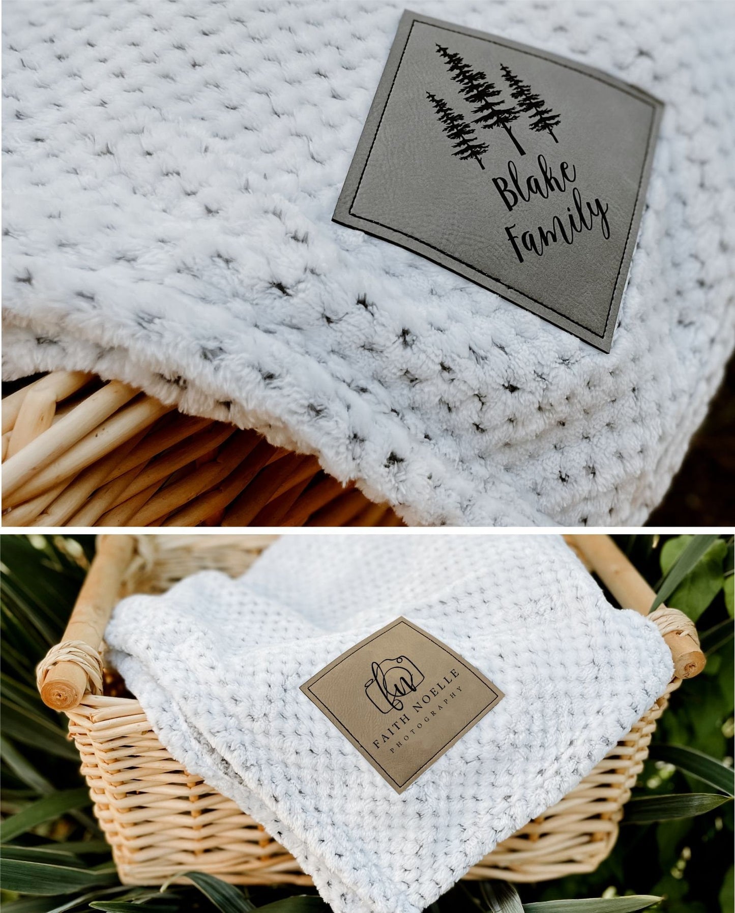 CUSTOM Textured Plush Throw Blanket with engraved Logo on Patch / Quantity Breaks