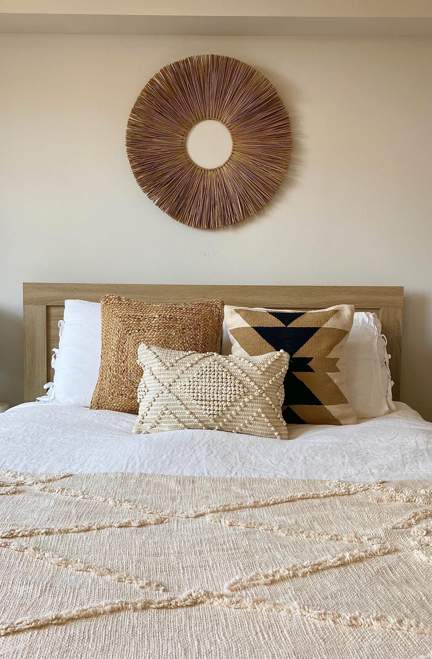 Bohemian Tufted Throw Blanket | Textured Slub Cotton Fringe Sofa Bed Cover