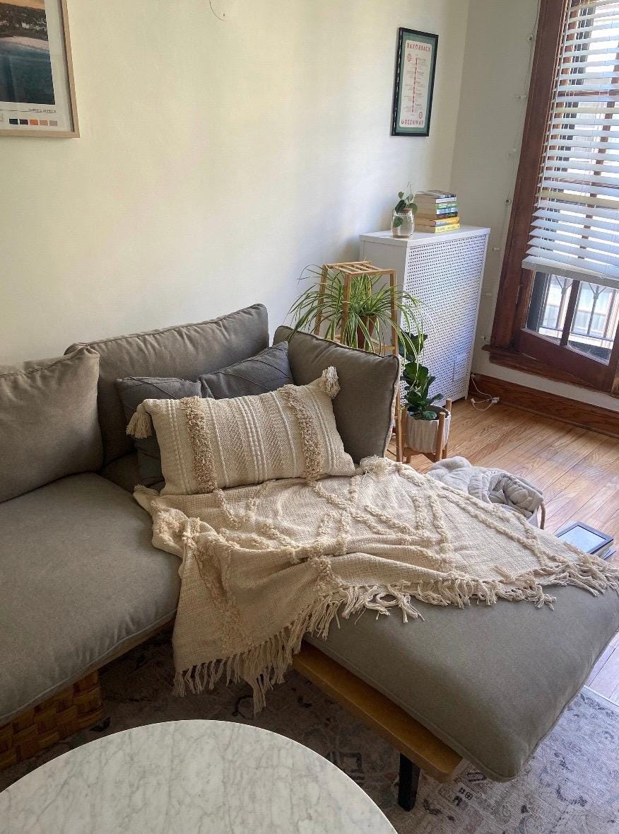 Bohemian Tufted Throw Blanket | Textured Slub Cotton Fringe Sofa Bed Cover