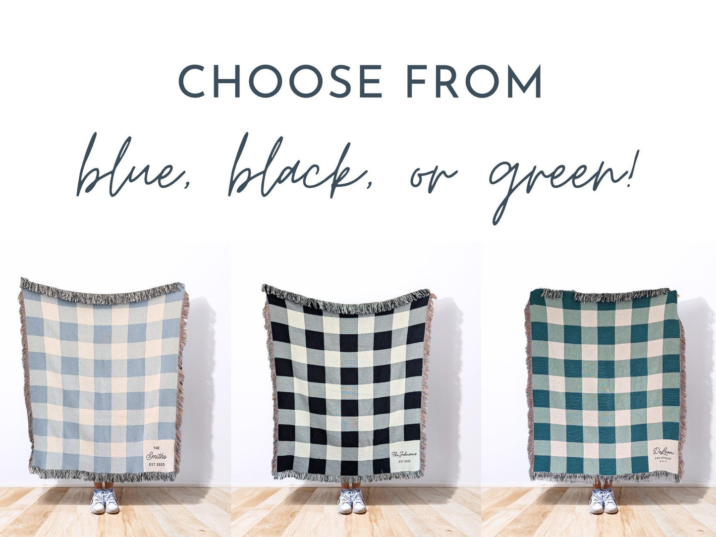 Custom Graduation Gift for High School Grad, Modern Checkered Woven Throw Blanket, Unique Keepsake for Class of 2026, Personalized Name