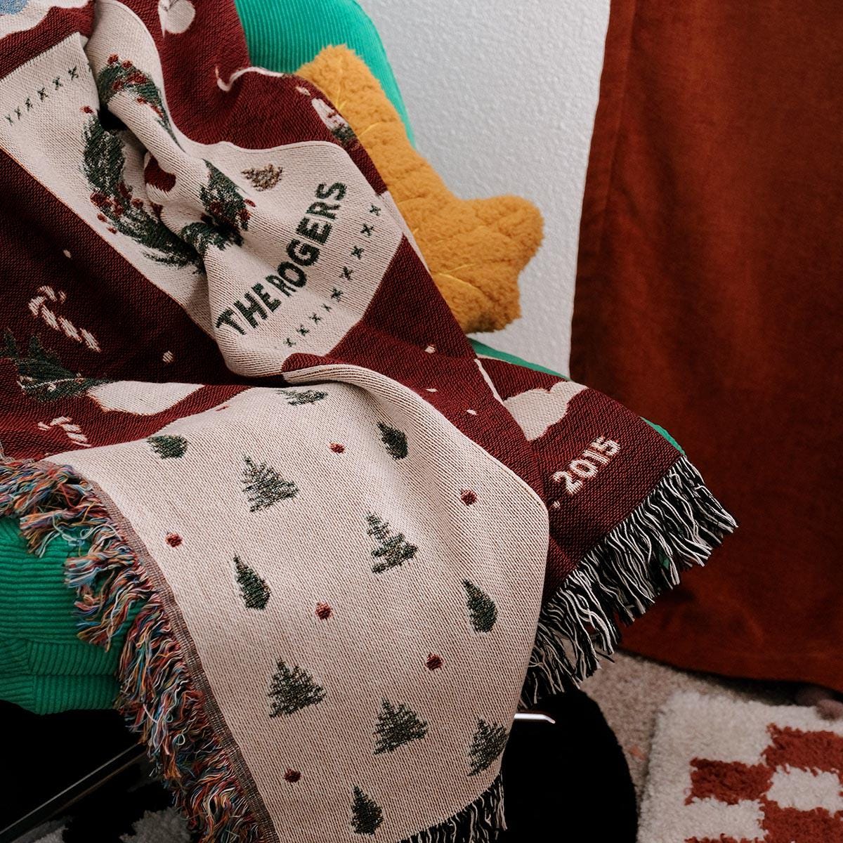 Personalized Holiday Gift Christmas Blanket Family Name Throw Blanket Holiday Decor Throw Blanket Christmas Gift For Parents Families