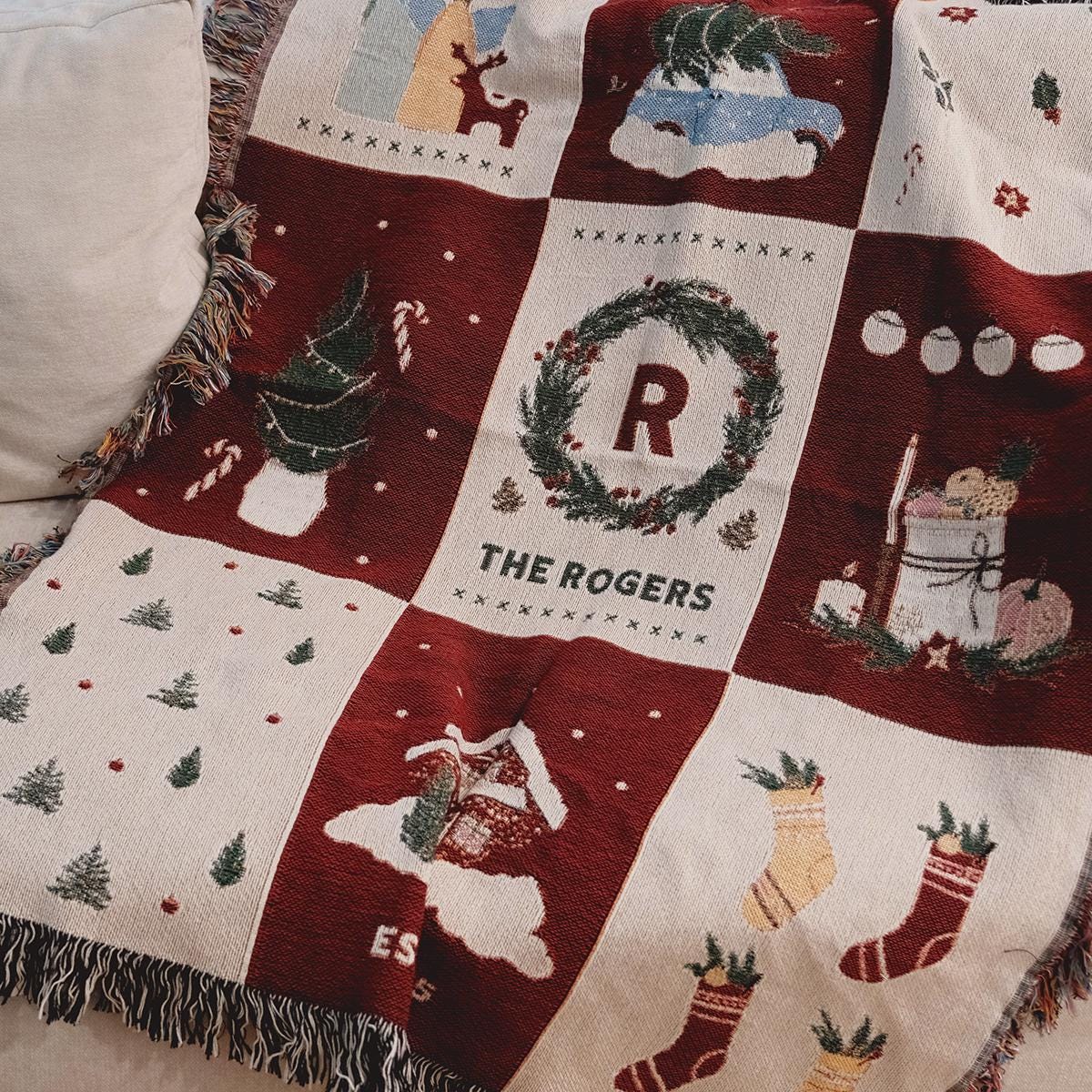 Personalized Holiday Gift Christmas Blanket Family Name Throw Blanket Holiday Decor Throw Blanket Christmas Gift For Parents Families