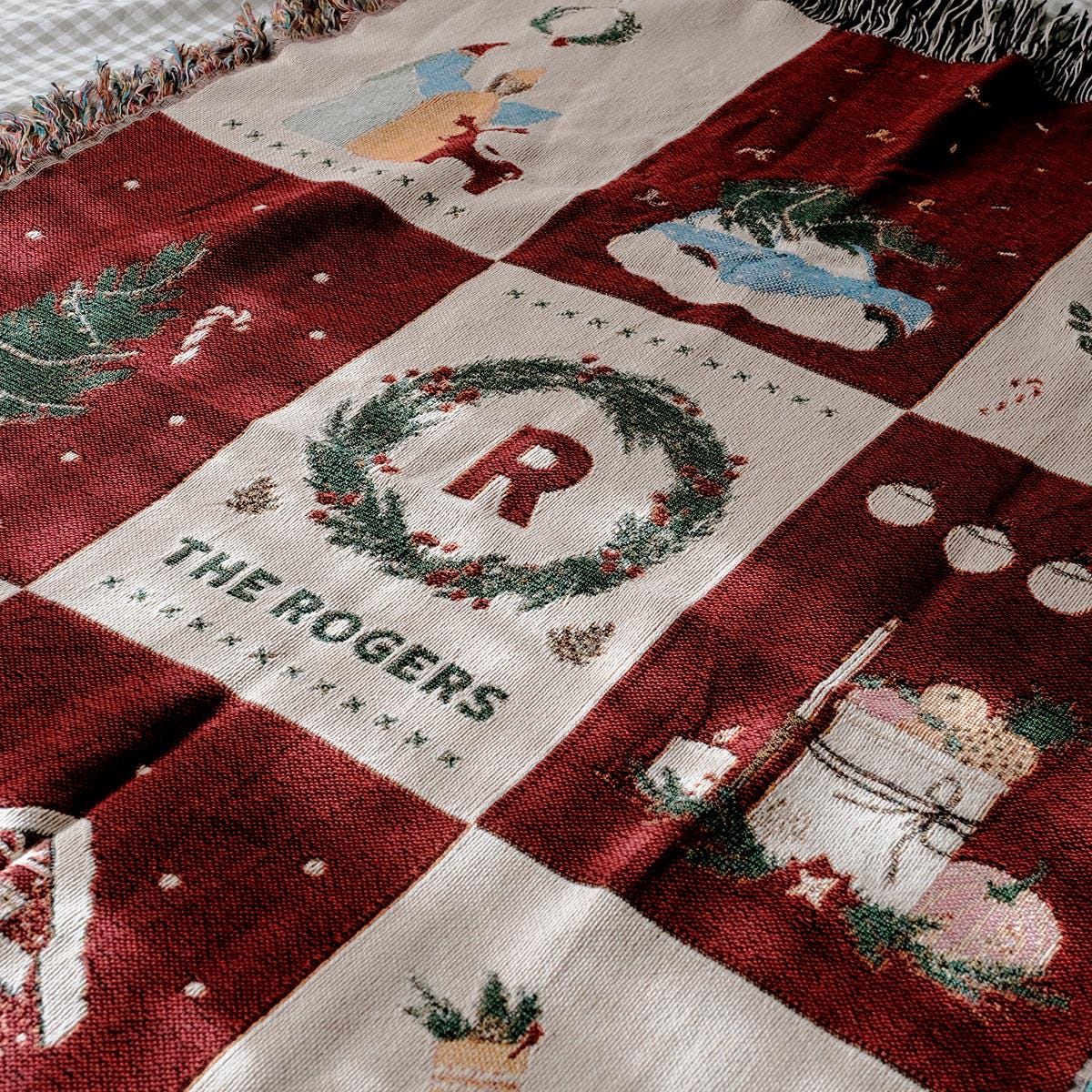 Personalized Holiday Gift Christmas Blanket Family Name Throw Blanket Holiday Decor Throw Blanket Christmas Gift For Parents Families