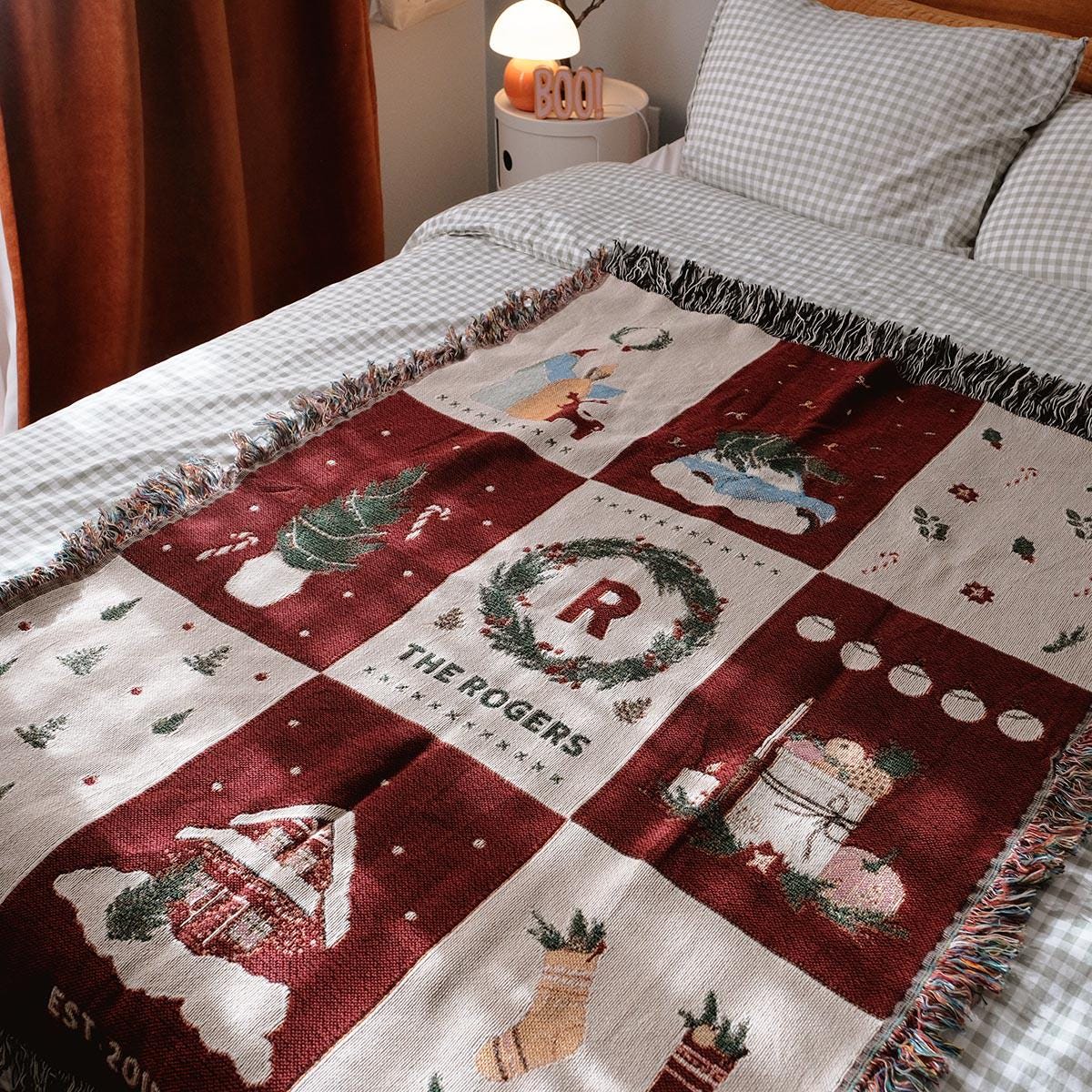 Personalized Holiday Gift Christmas Blanket Family Name Throw Blanket Holiday Decor Throw Blanket Christmas Gift For Parents Families