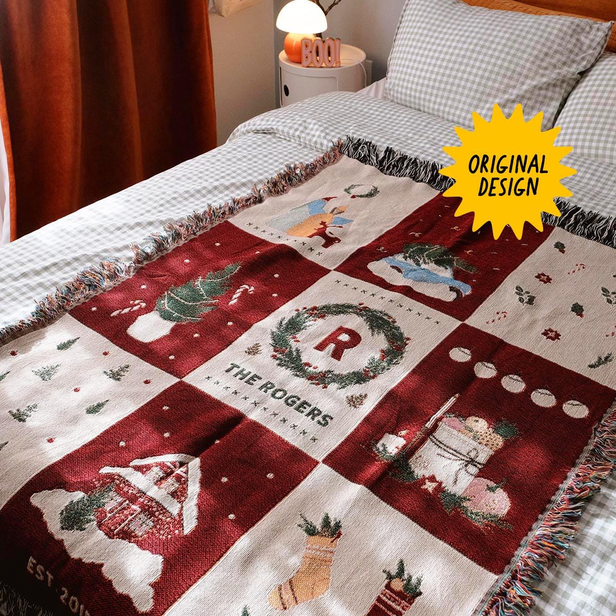 Personalized Holiday Gift Christmas Blanket Family Name Throw Blanket Holiday Decor Throw Blanket Christmas Gift For Parents Families