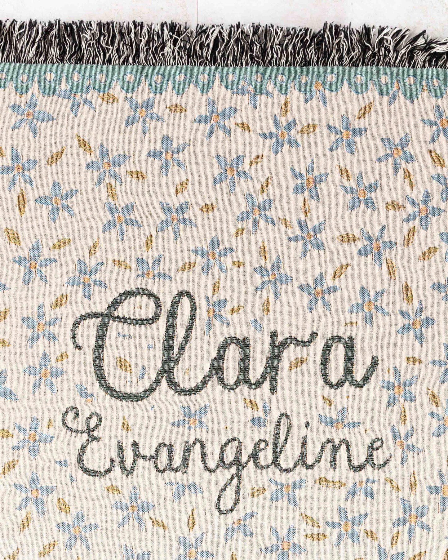 Floral Name Blanket: Cute Gift Girls Boys, Personalized Baby Shower Present, Custom Kids Bedroom Decor, Unique Thoughtful Heirloom, Yellow