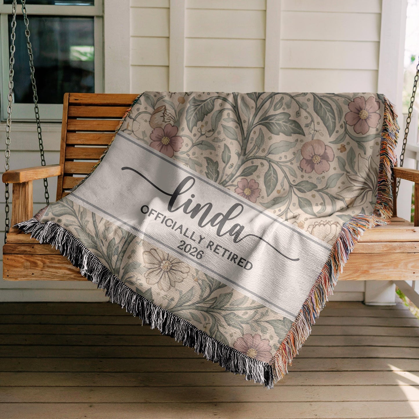 Retirement Gift for Her, Personalized Woven Blanket, Sentimental Retirement Keepsake, Floral Botanical Throw, Happy Retirement Gift