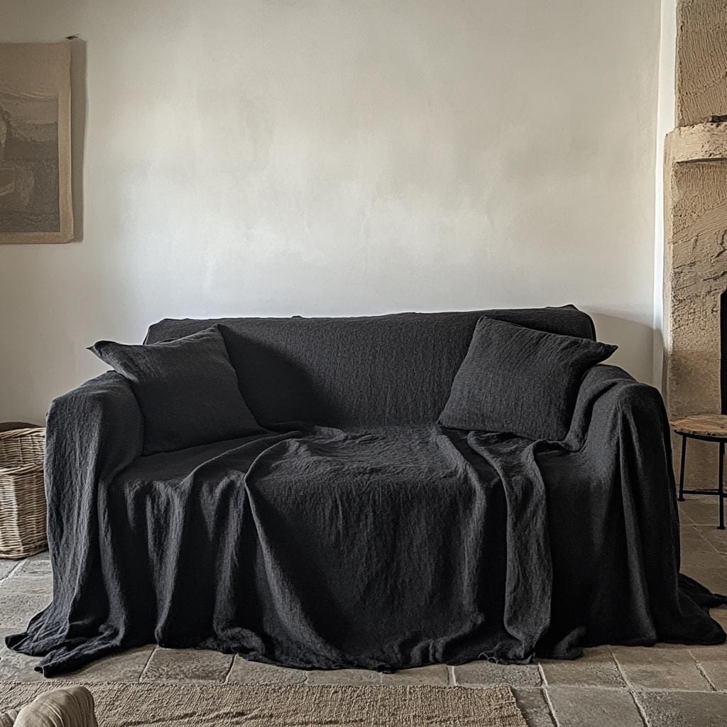 Custom Slipcovers for Livingroom Linen Couch Cover Extra Large Luxurious Linen Couch Cover Eco friendly Bedspread Linen Coverlet