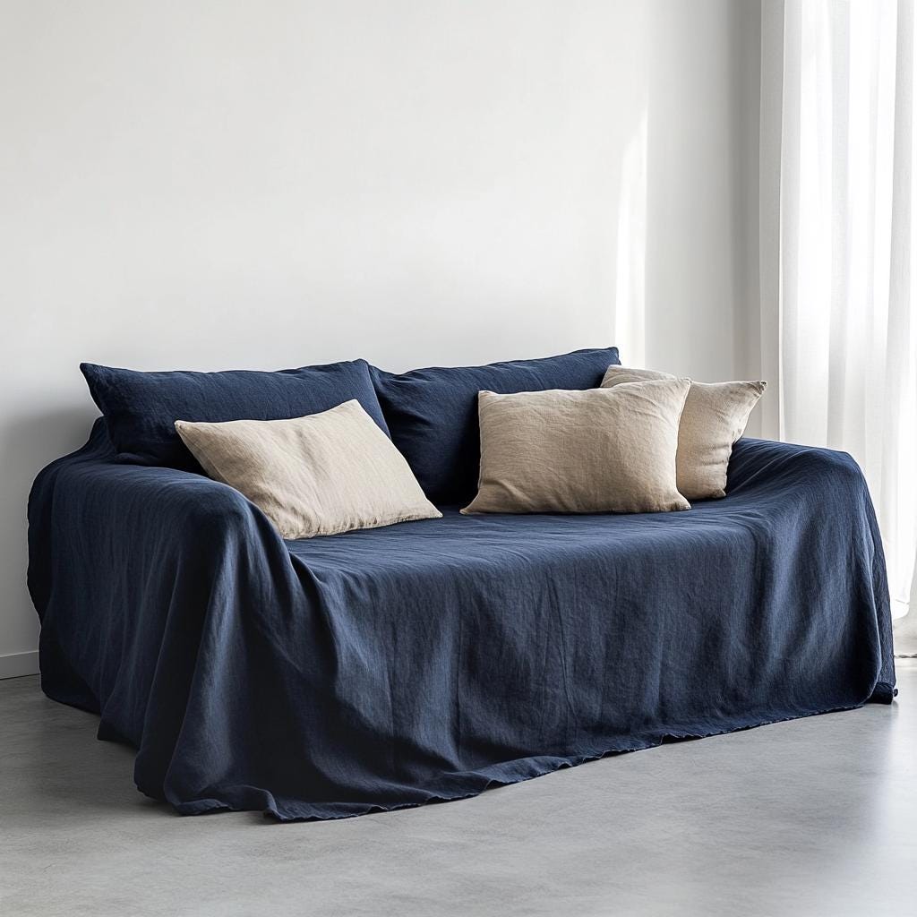 Custom Slipcovers for Livingroom Linen Couch Cover Extra Large Luxurious Linen Couch Cover Eco friendly Bedspread Linen Coverlet