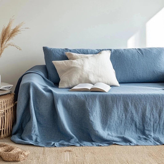 Custom Slipcovers for Livingroom Linen Couch Cover Extra Large Luxurious Linen Couch Cover Eco friendly Bedspread Linen Coverlet