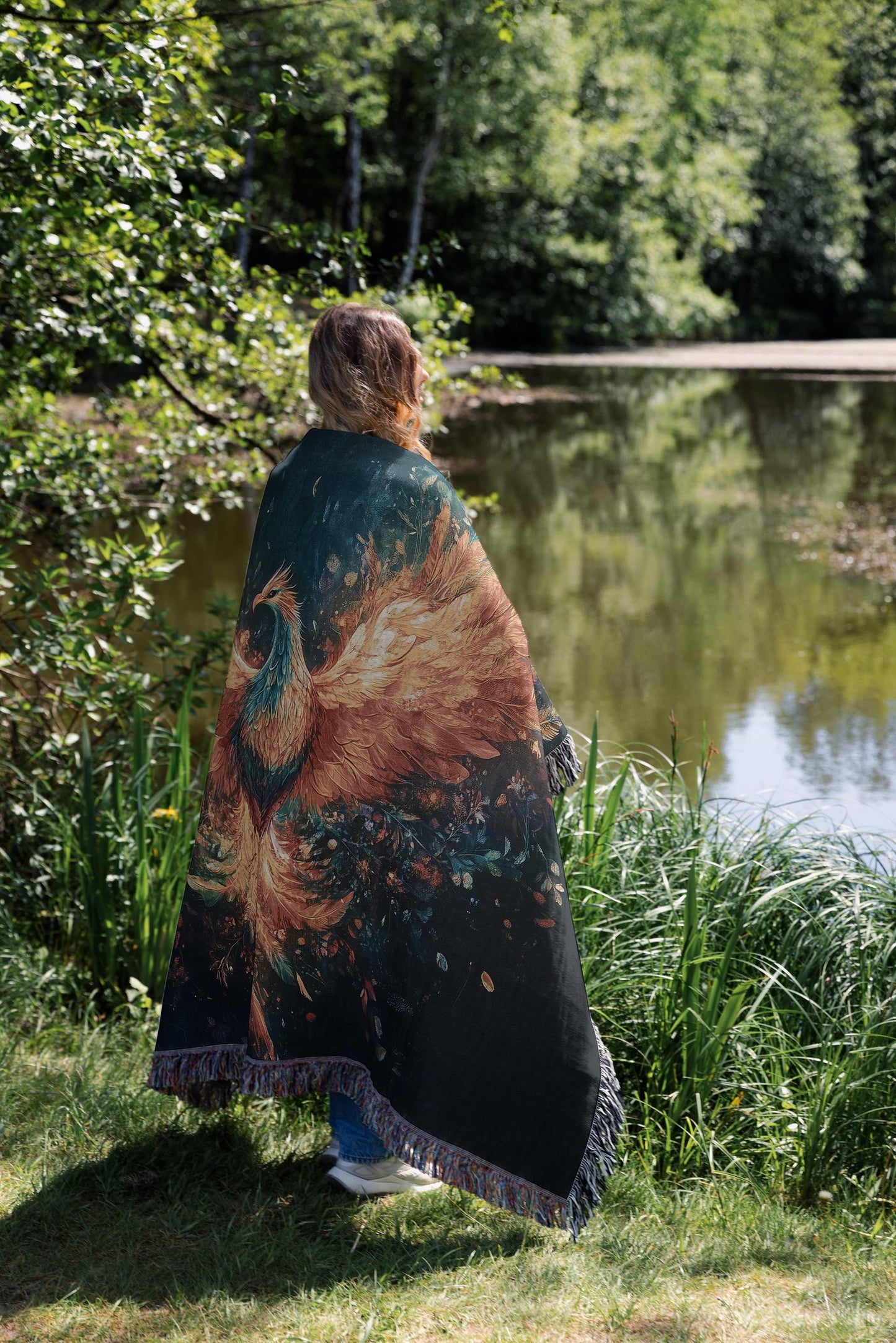 Bright Phoenix Woven Blanket + Tapestry