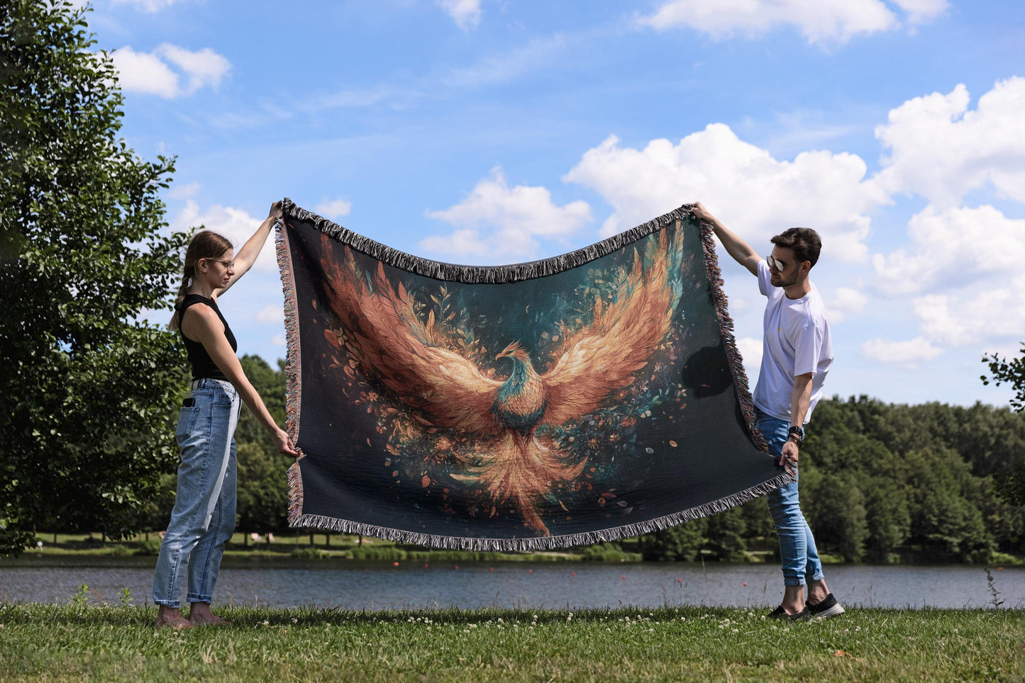 Bright Phoenix Woven Blanket + Tapestry