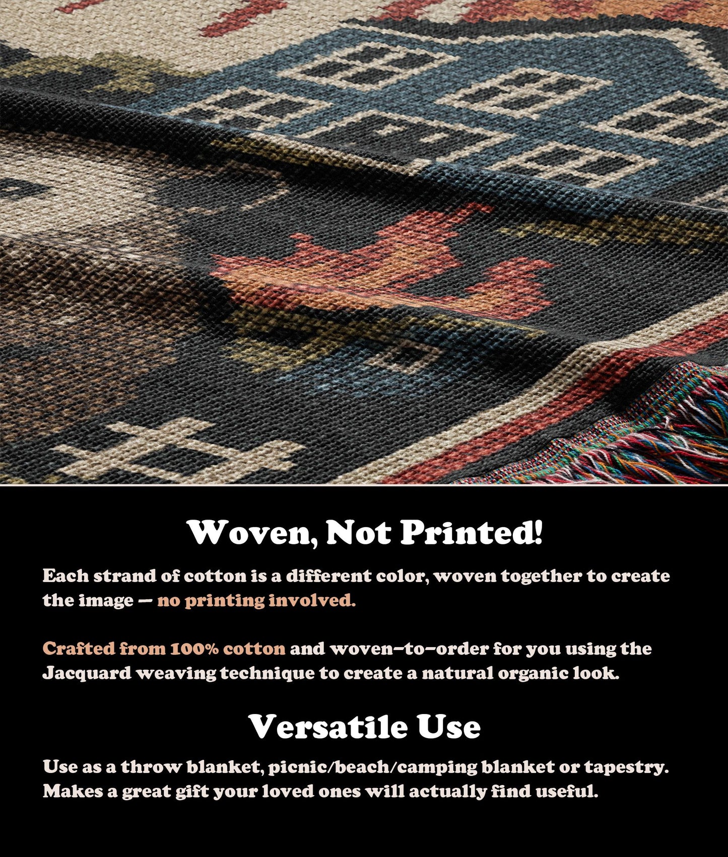 UFO Invasion Blanket | Chaotic Bohemian Western Woven Tapestry | Alien Opossum Country Throw Blanket