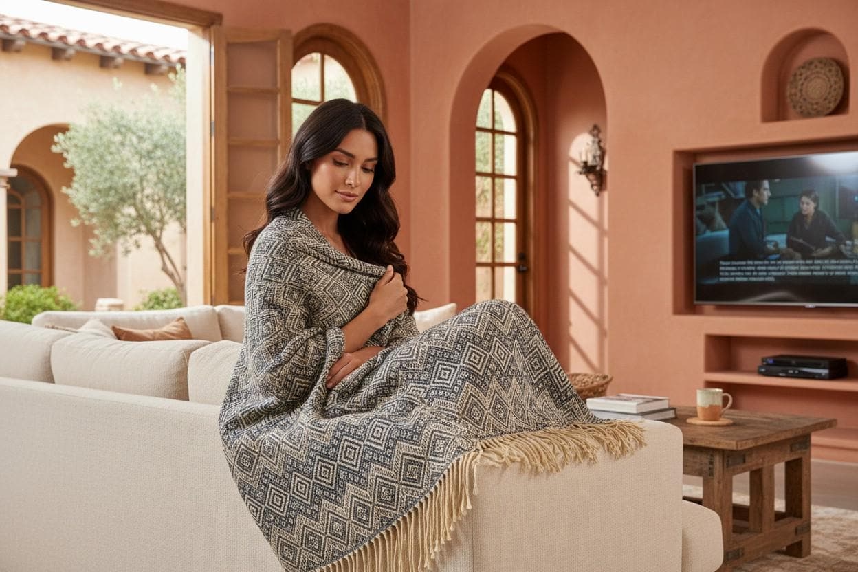 Steel Blue & Beige Alpaca Throw Blanket Baby Alpaca, Wedding Gift Anniversary Gift for Couple, for Dad, Luxury Soft Hypoallergenic Throw