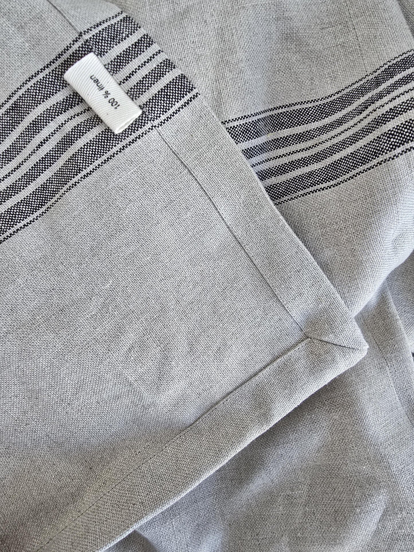 Heavy Striped Linen Throw Blanket - Natural Linen Woven Sofa Plaid