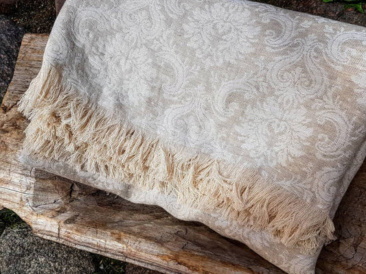 Linen blanket, softened linen blanket, damask linen blanket, linen throw, beach blanket, raw linen throw, flax blanket, pastel linen blanket