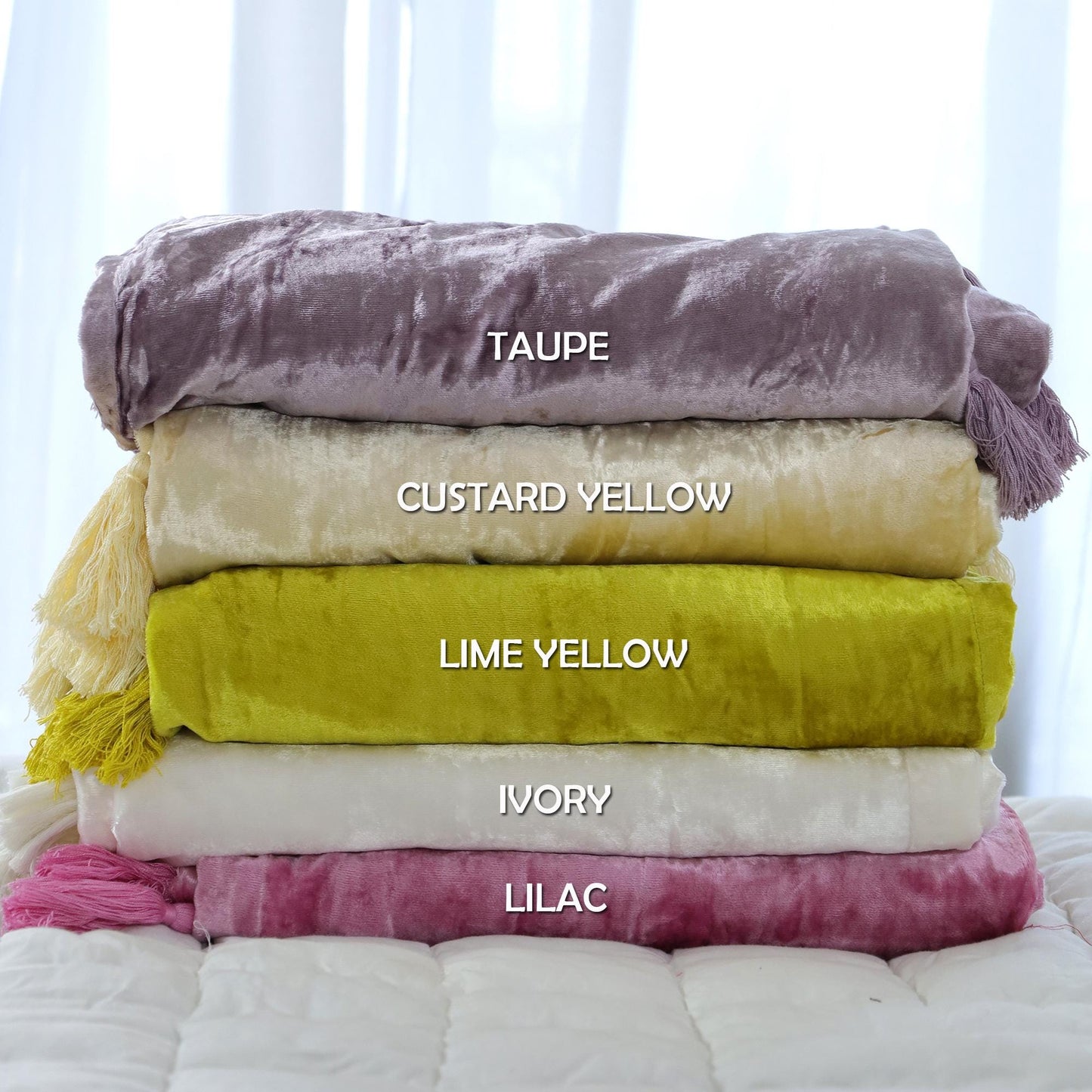 Luxe Velvet Bedspread, Velvet Throw Blanket With Handmade Knotted Tassels Soft Velvet Boho Sofa Throw For Living Room Christmas Gift