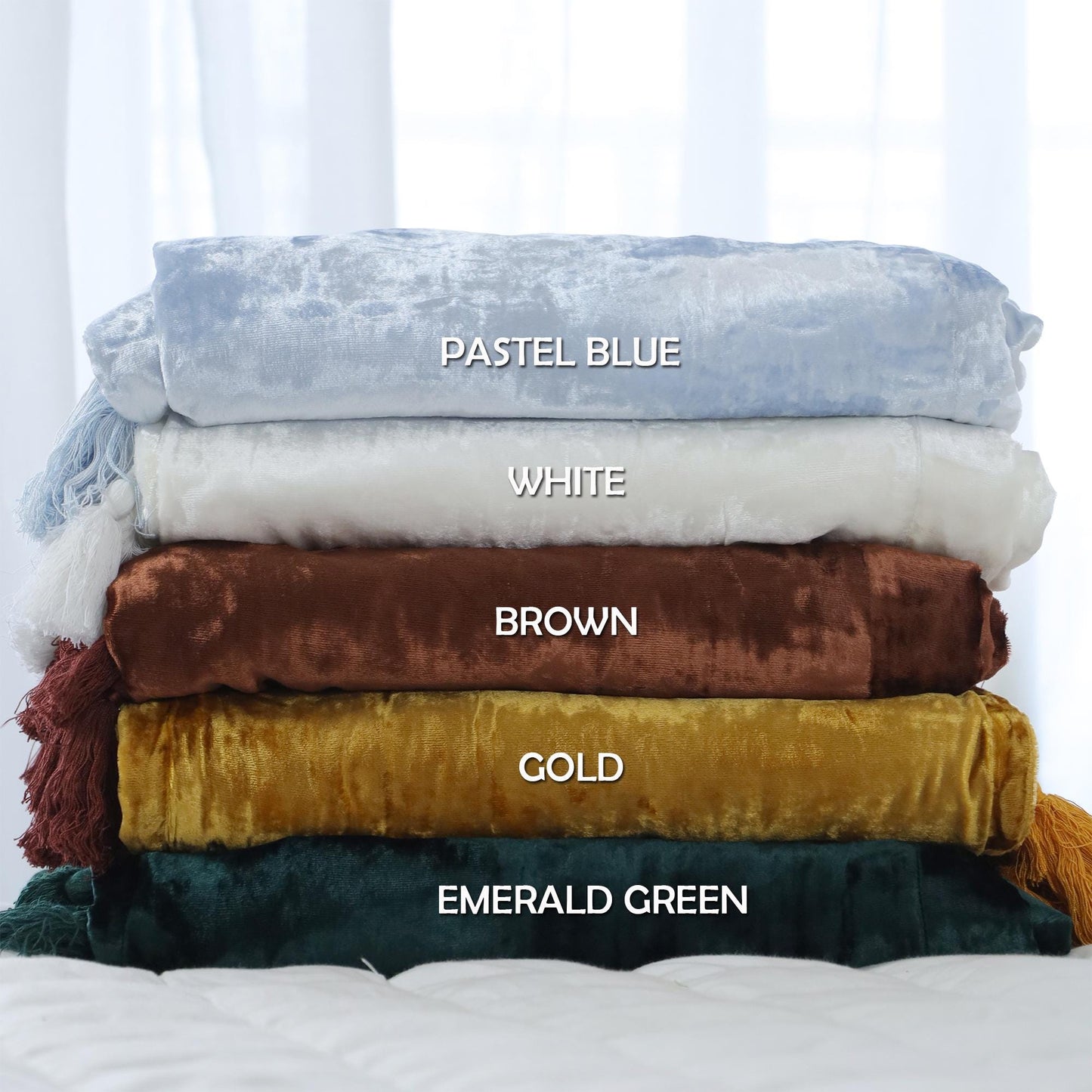 Luxe Velvet Bedspread, Velvet Throw Blanket With Handmade Knotted Tassels Soft Velvet Boho Sofa Throw For Living Room Christmas Gift