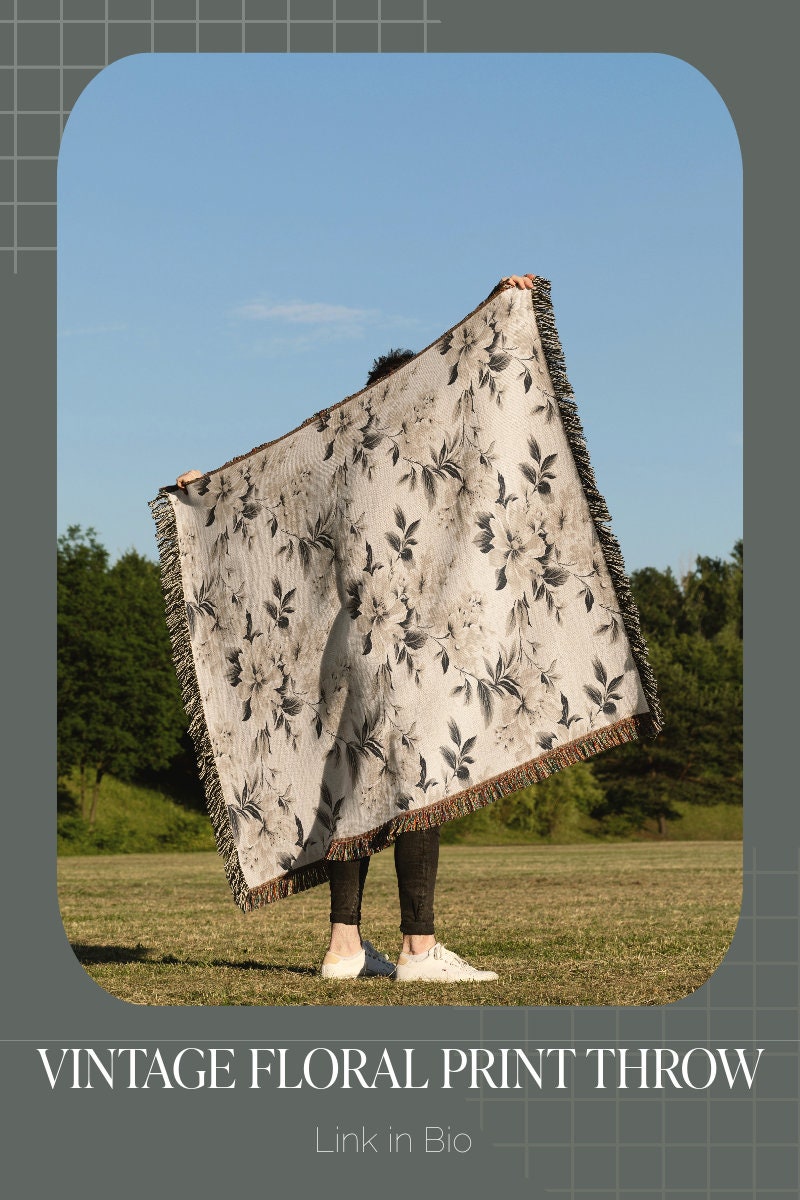 Accent Floral Throw For Upscale Homes Elegant Woven Blanket Premium Quality Throw Cream Floral Throw Blanket High End Decor Floral Blanket