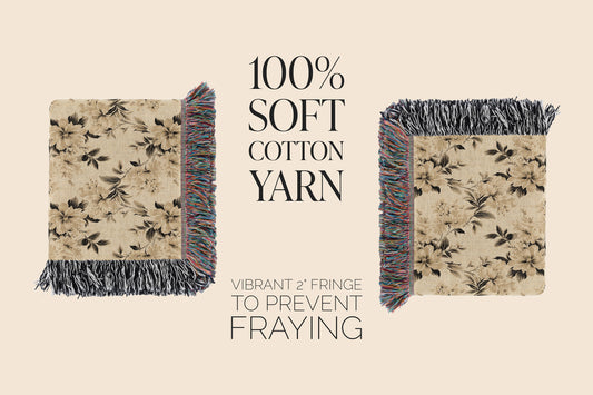 Accent Floral Throw For Upscale Homes Elegant Woven Blanket Premium Quality Throw Cream Floral Throw Blanket High End Decor Floral Blanket