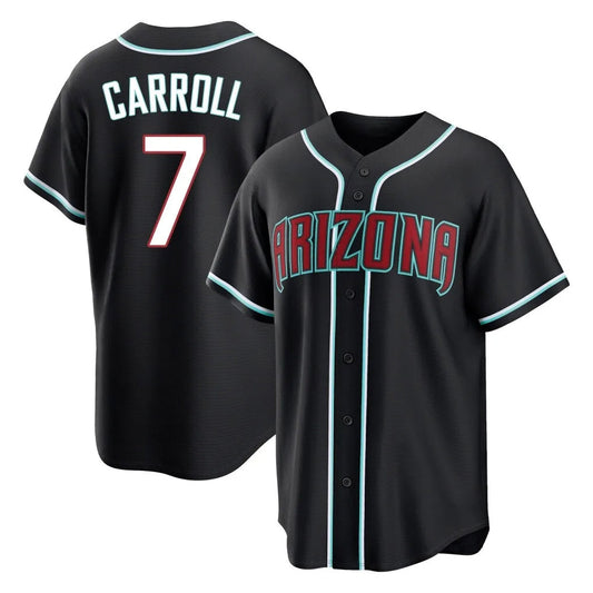 Arizona Diamondbacks #7 Corbin Carroll Player Black Fashion Out Home Game Stitched Baseball Jersey