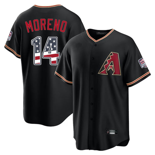 Arizona Diamondbacks #14 Gabriel Moreno Player Black USA 250 Fourth of July Game Home Stitched Baseball Jersey