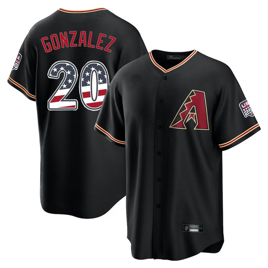 Arizona Diamondbacks #20 Luis Gonzalez Player Black USA 250 Fourth of July Game Home Stitched Baseball Jersey