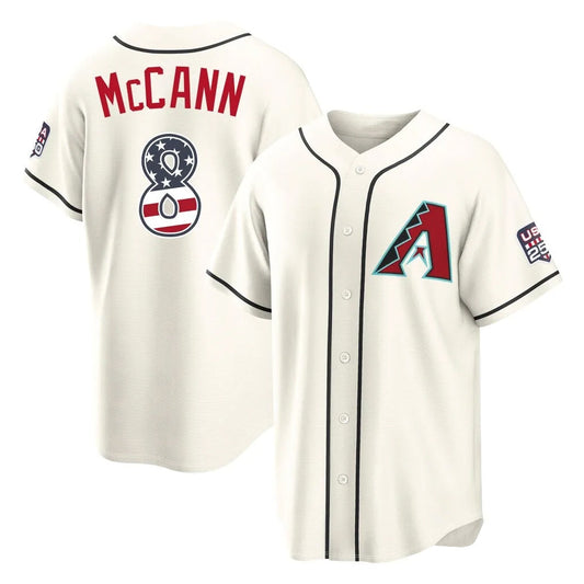 Arizona Diamondbacks #8 James McCann Player Cream USA 250 Fourth of July Home Game Stitched Baseball Jersey