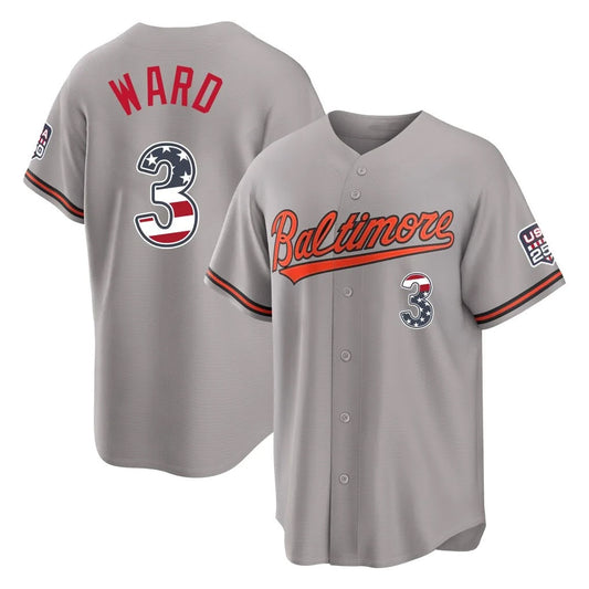 Baltimore Orioles #3 Taylor Ward Player Gray USA 250 Fourth of July Home Game Stitched Baseball Jersey