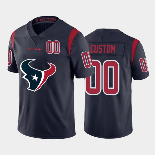 Custom H.Texans Navy Team Big Logo Number Color Rush Limited Jersey