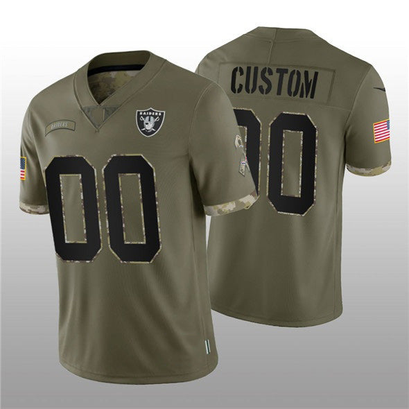 Custom LV.Raiders ACTIVE PLAYER 2022 Olive Salute To Service Limited Stitched Jersey