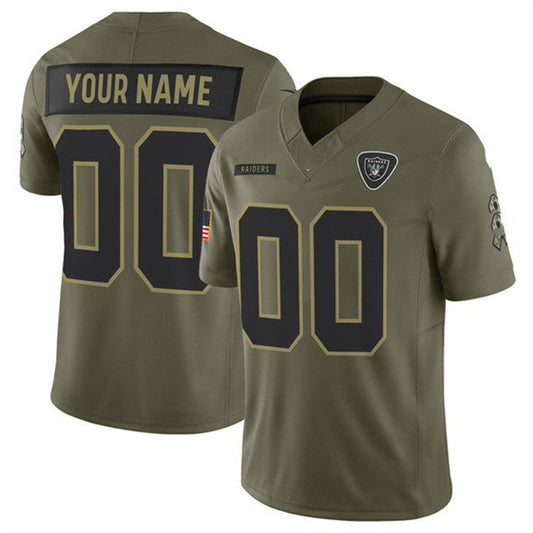 Custom LV.Raiders Active Player Olive 2025 F.U.S.E. Salute to Service Limited Stitched Jersey