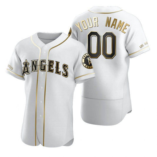 Custom Los Angeles Angels White Stitched Flex Base Golden Edition Baseball Jersey