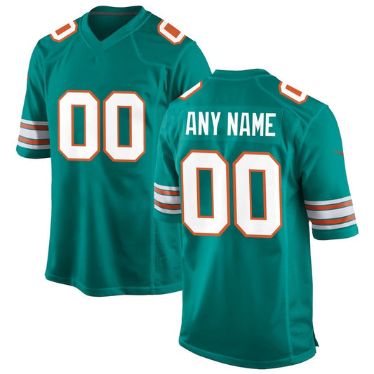 Custom M.Dolphins Aqua Alternate Game Jersey