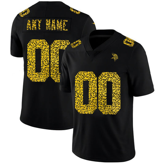 Custom MN.Vikings Black Leopard Print Fashion Vapor Limited Jersey