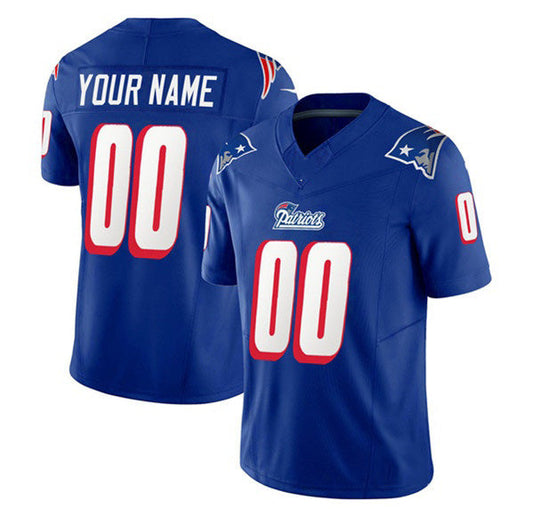 Custom NE.Patriots Active Player Blue 2023 F.U.S.E. Throwback Limited Stitched Jersey