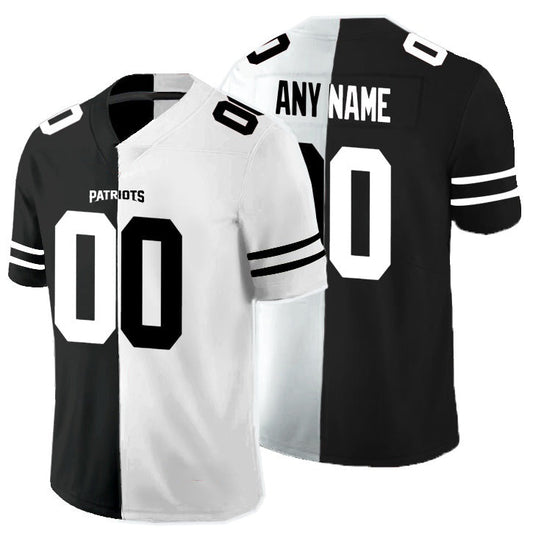 Custom NE.Patriots Black And White Split Vapor Untouchable Limited Jersey