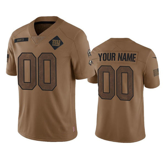 Custom NY.Giants Active Player 2023 Brown Salute To Setvice Limited Stitched Jersey