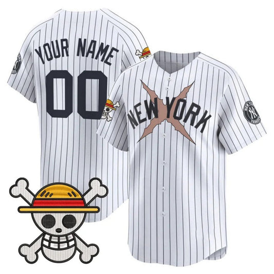 Custom New York Yankees x One Piece White Vapor Premier Limited Jersey - Stitched Baseball Jersey