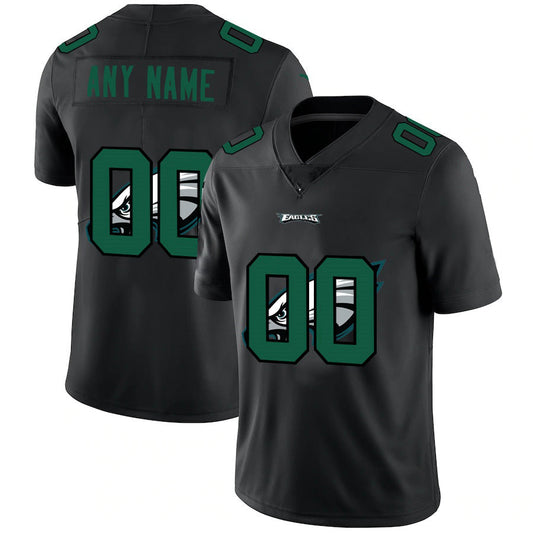 Custom P.Eagles Black Team Logo Dual Overlap Limited Jersey