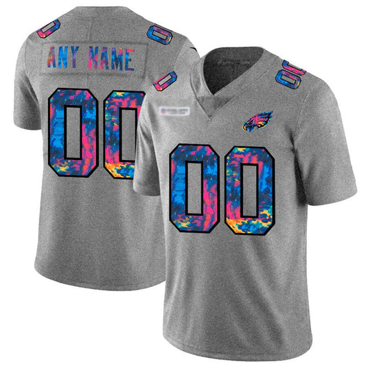 Custom P.Eagles Gray Multi-Color 2020 Crucial Catch Vapor Untouchable Limited Jersey