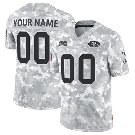 Custom SF.49ers Active Player 2024 F.U.S.E Arctic Camo Salute To Service Limited Stitched Jersey