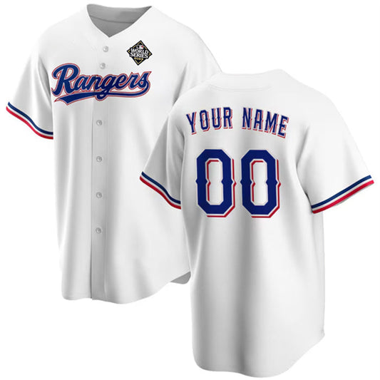 Custom Texas Rangers Active Player White 2023 World Series Stitched Baseball Jersey