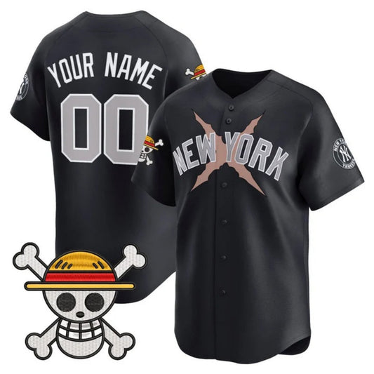 Custom New York Yankees x One Piece Navy Vapor Premier Limited Jersey - Stitched Baseball Jersey