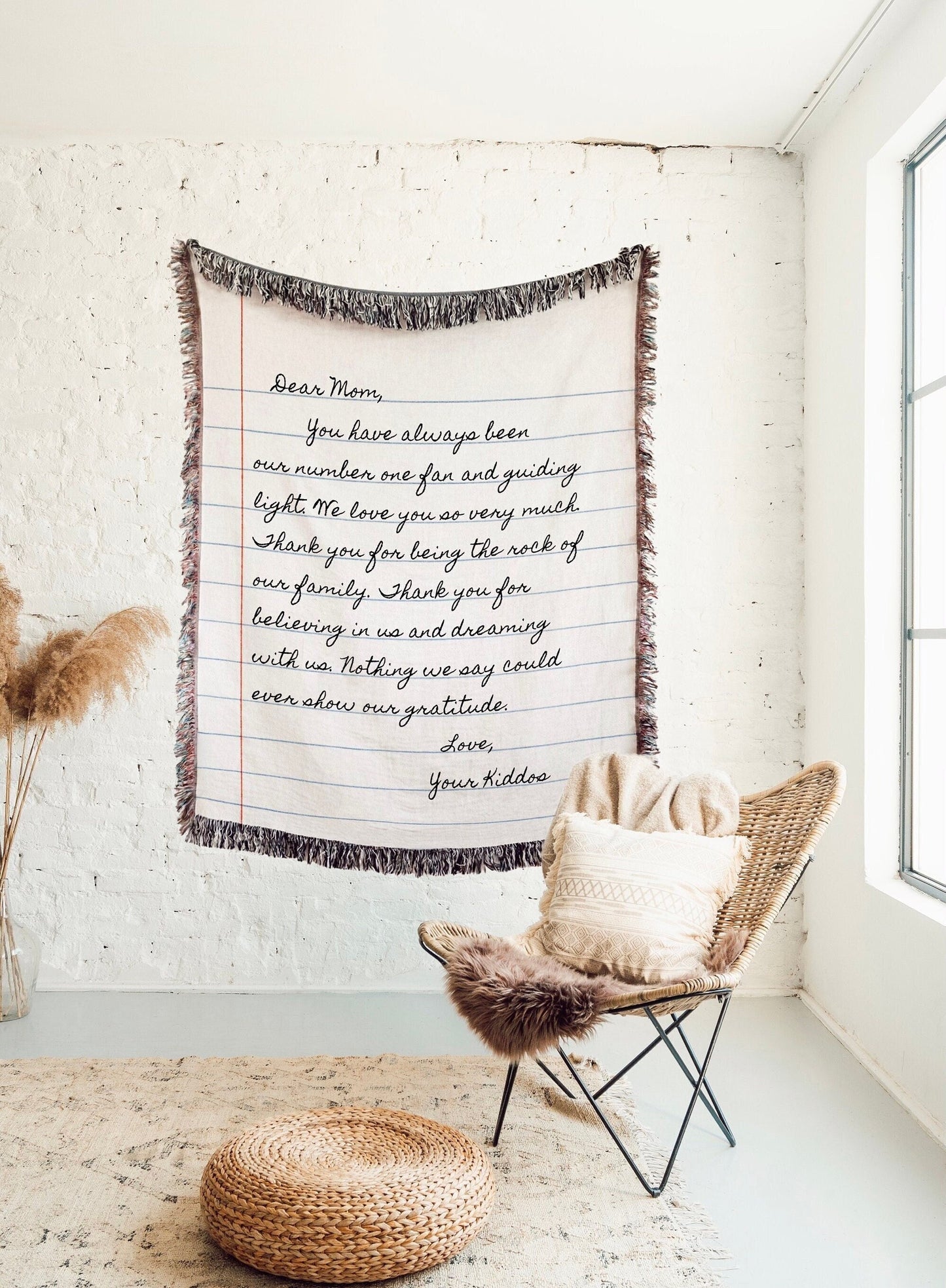 LETTER BLANKET Personalized Gift Love Birthday Gift For Mom Dad Grandma Woven Cotton Anniversary Gift Girlfriend Boyfriend Husband Wife